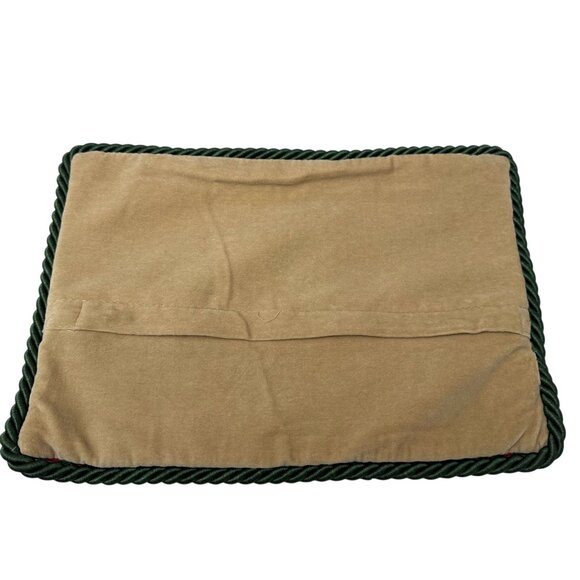 Christmas Needlepoint Pillow Cover Holly and Pine Cones Vintage Holiday Decor - Picture 4 of 10